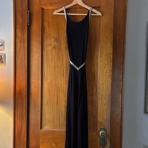 Cache Black Maxi Dress with Silver Accents